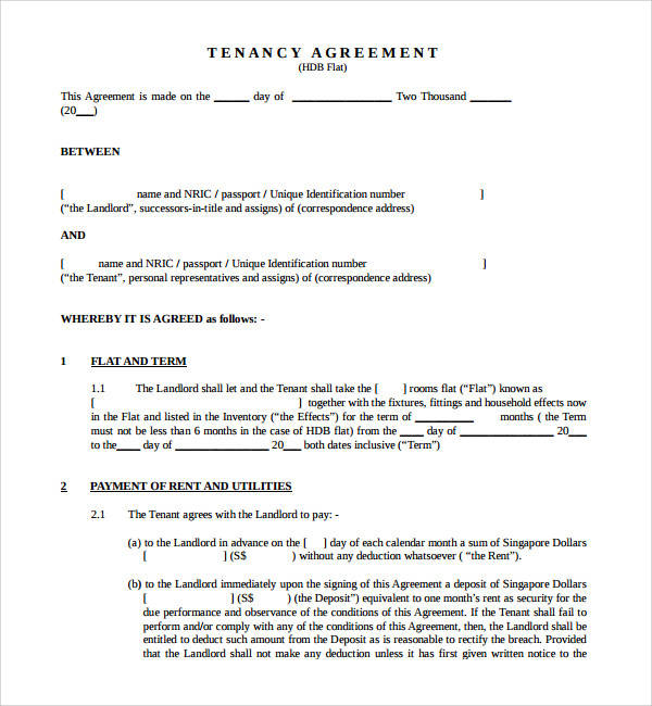FREE 18 Sample Tenancy Agreement Templates In PDF MS Word Google Docs Pages