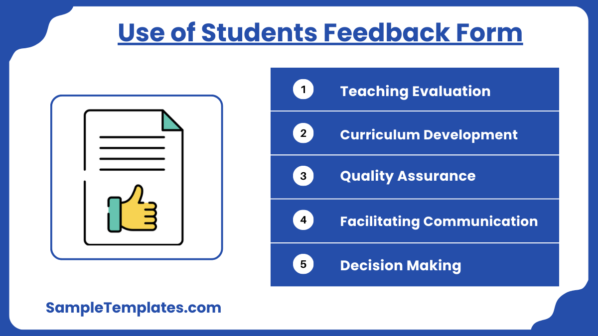 use of students feedback form