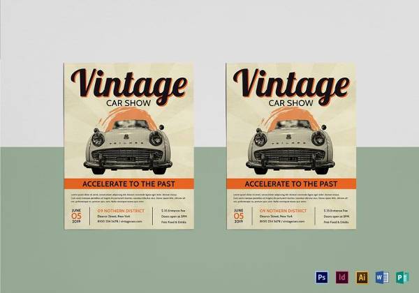 vintage car show flyer template1