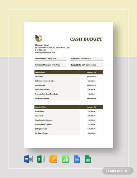 cash budget template