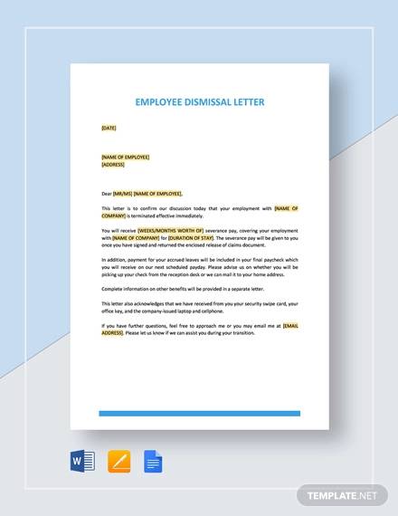 Dismissal Letter Word Template