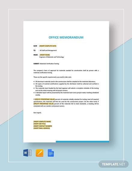 FREE 12+ Sample Office Memo Templates in PDF | MS Word