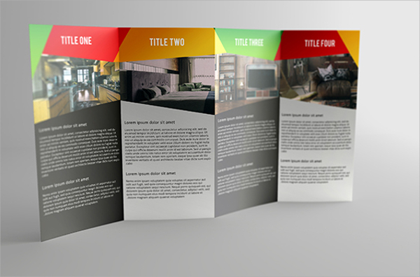 four panels gate fold brochure mock up