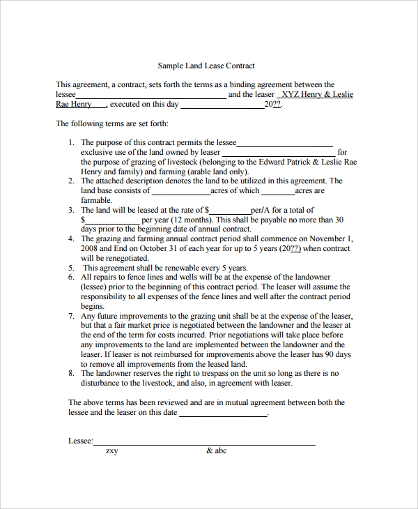 land lease agreement