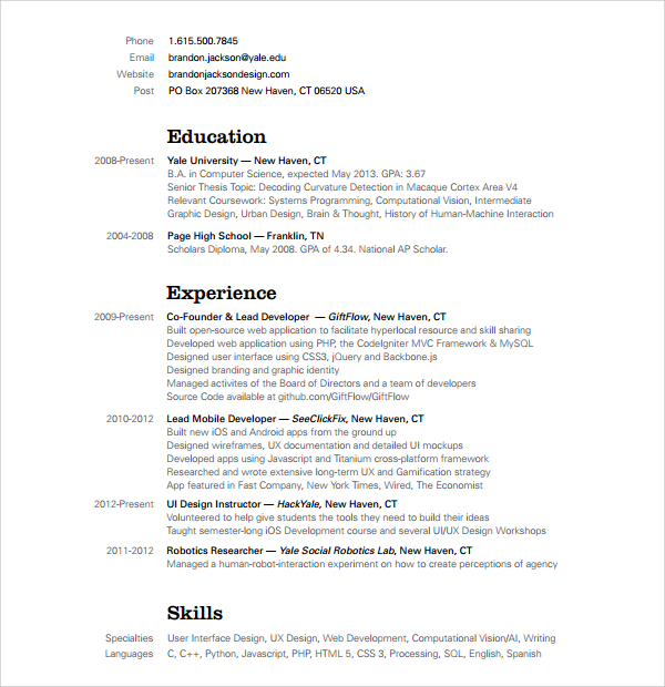free 11 sample android developer resume templates in pdf