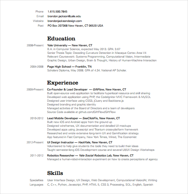 android developer resume download