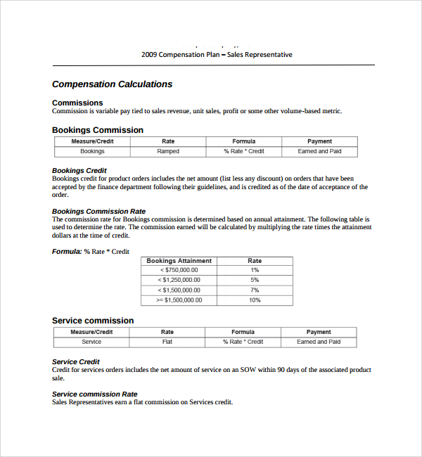 FREE 8  Sample Commission Plan Templates in PDF MS Word Google Docs