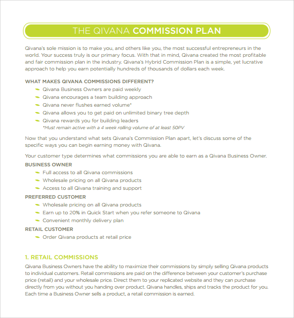 9+ Commission Plan Templates Sample Templates