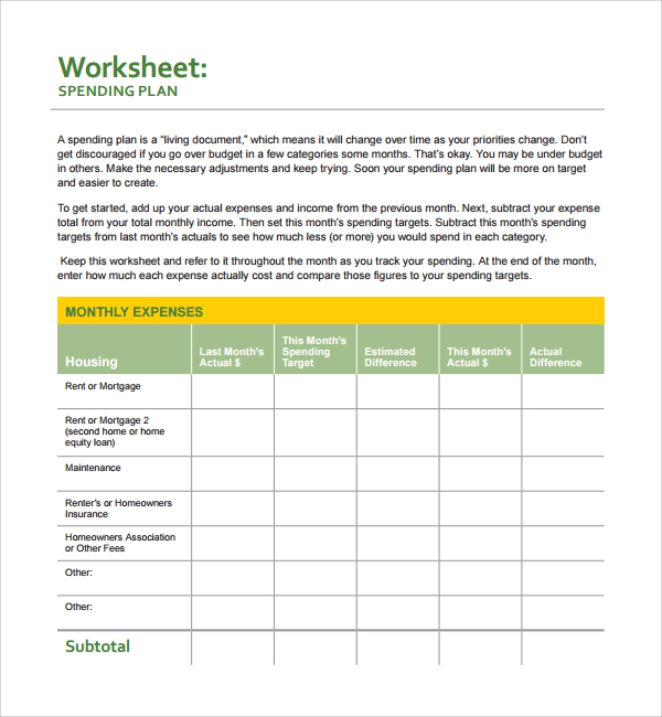 sample spending plan template%ef%bb%bf