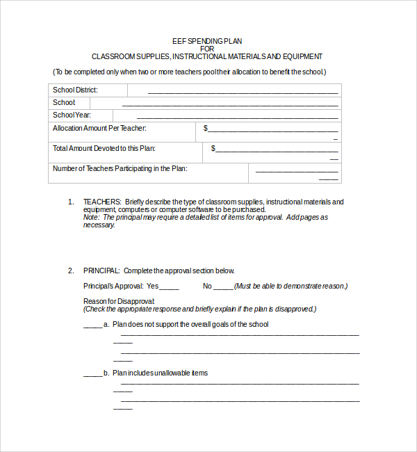 FREE 9+ Sample Spending Plan Templates in PDF | MS Word