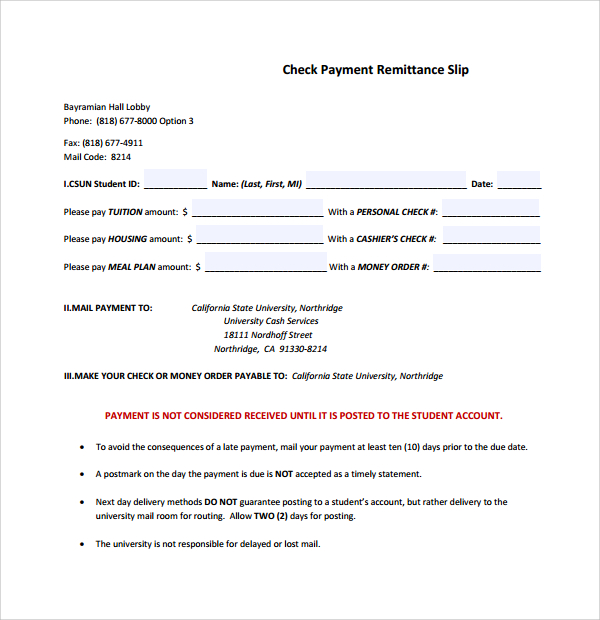 payment remittance template