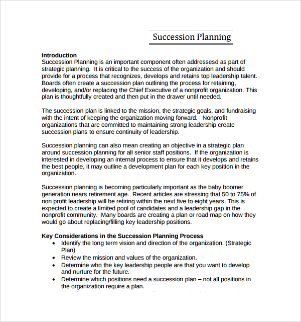 FREE 9  Sample Succession Plan Templates in PDF MS Word