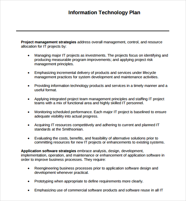 information technology plan template