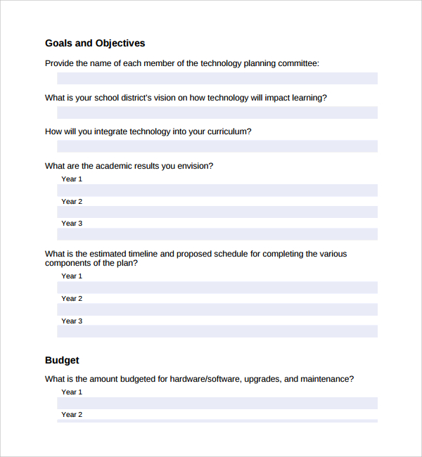 school technology plan template