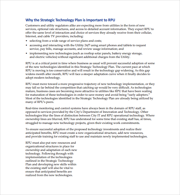 technology description in business plan