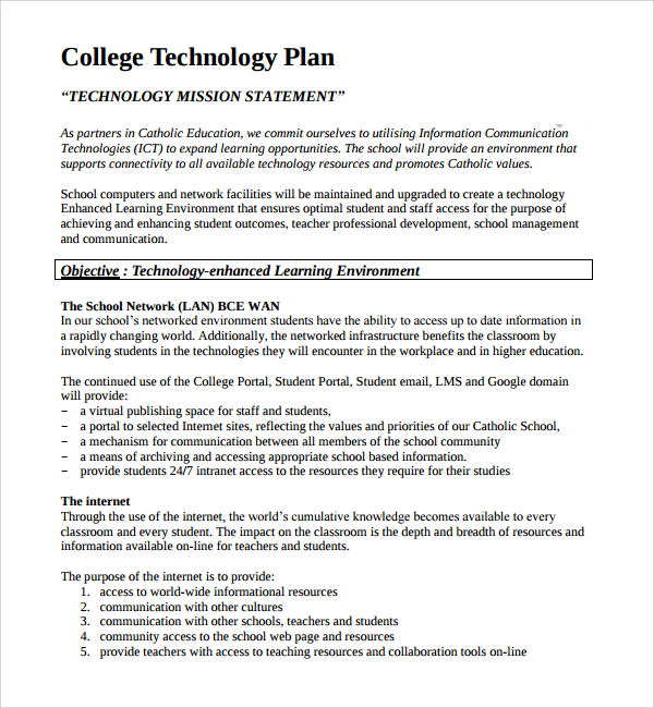 10+ Technology Plan Templates Sample Templates