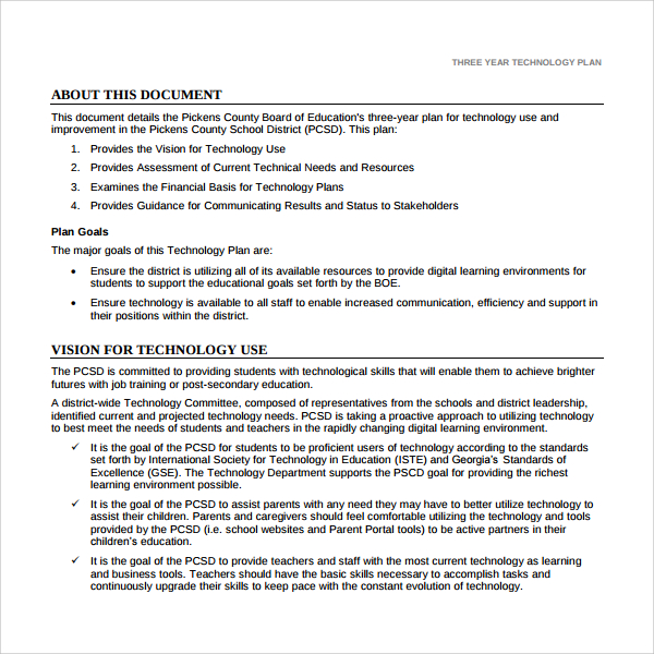 free 9 sample technology plan templates in pdf  ms word