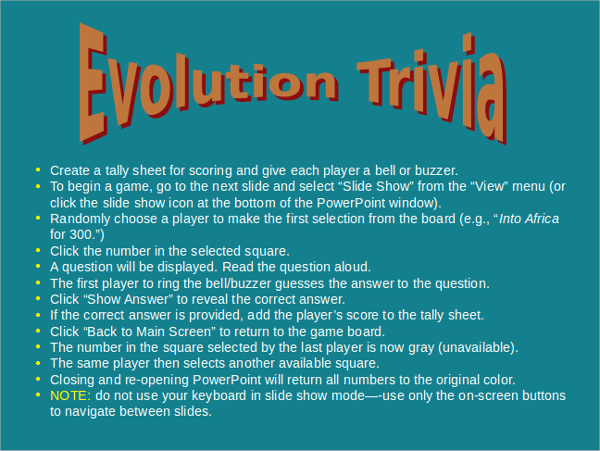 evolution trivia powerpoint template