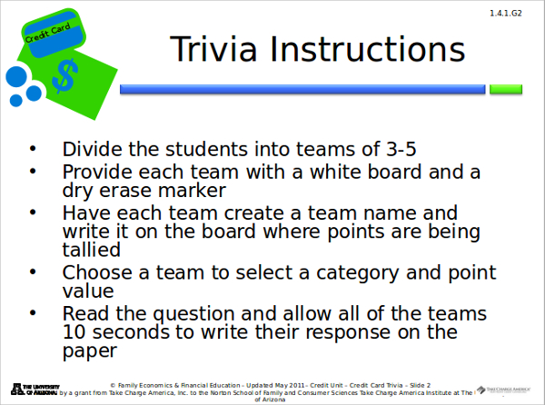 credit card trivia powerpoint template