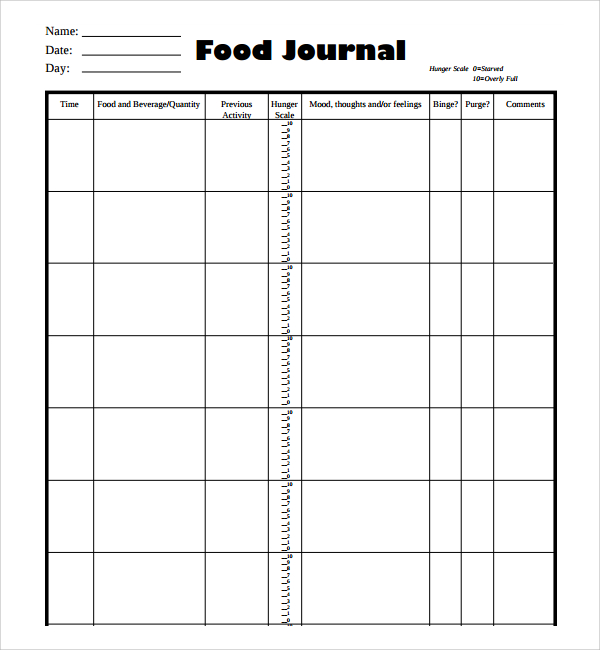 food journal template download