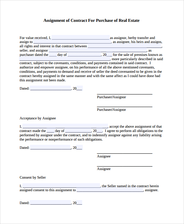 assignment of a contract meaning