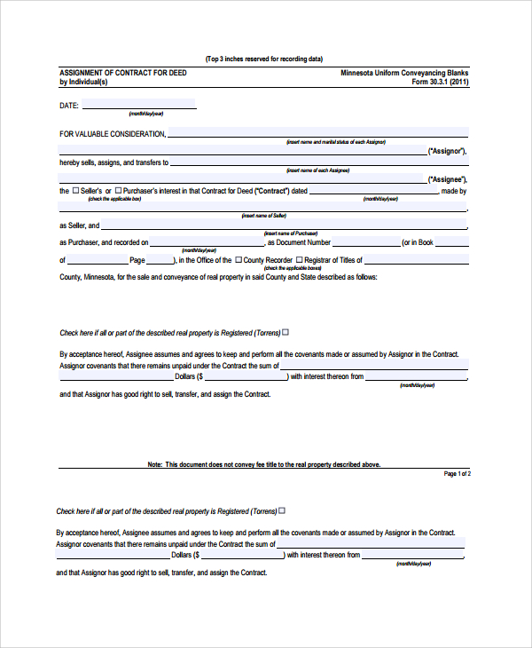 purchase assignment of contract 