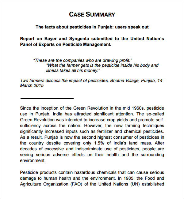 10+ Case Summary Templates Sample Templates