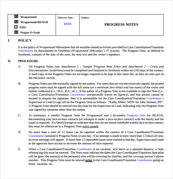 FREE 9 Sample Progress Note Templates In PDF