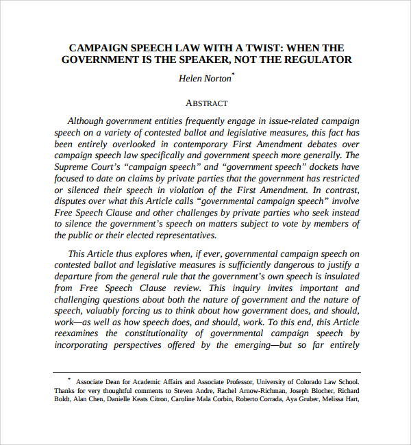 campaign speech example template pdf