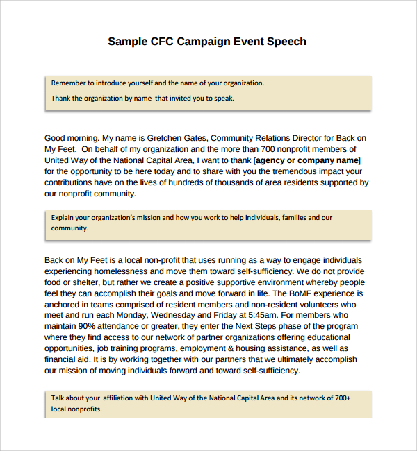 FREE 8+ Campaign Speech Templates in PDF MS Word
