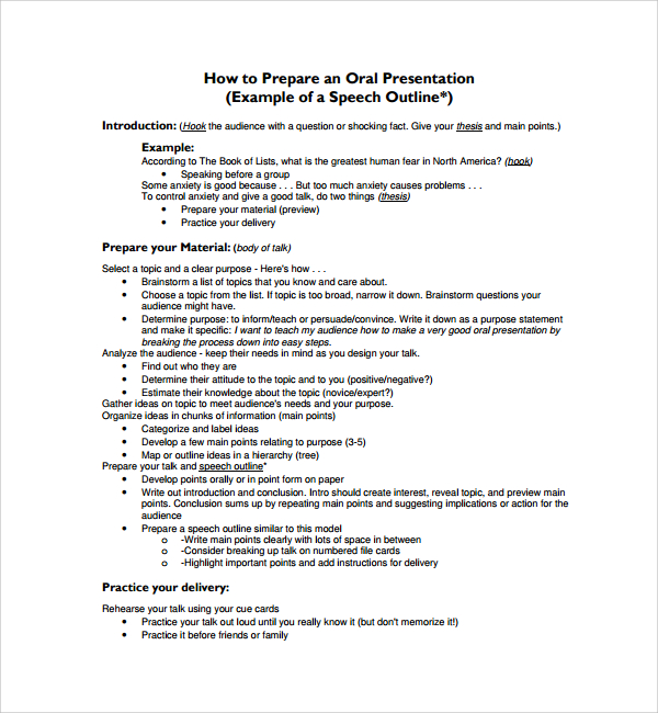 how to prepare a speech or oral presentation