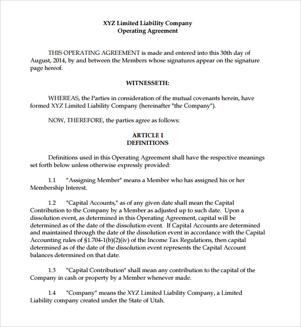corporate operating agreement