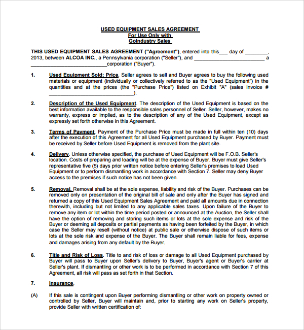 heavy equipment purchase agreement1