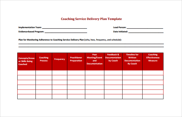 coaching service delivery plan