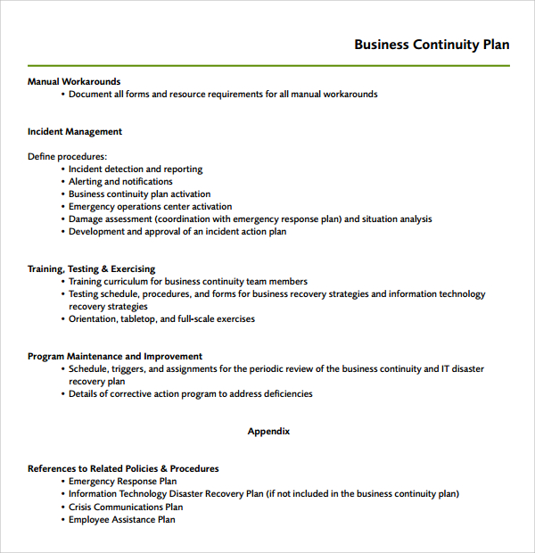 business continuity plan template word free download