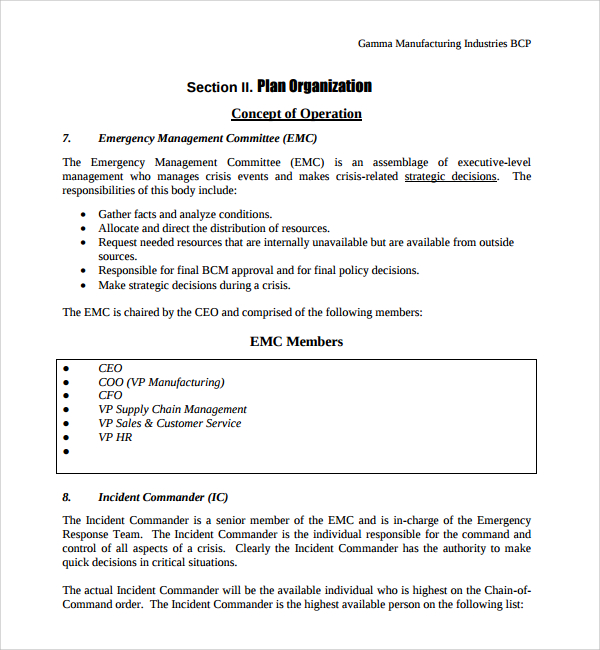 manufacturing continuity plan