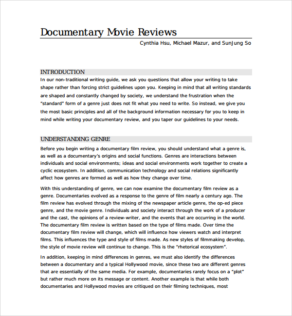 movie review paper example