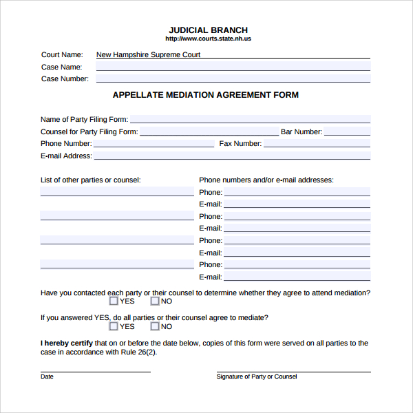 Workplace Mediation Outcome Agreement Template