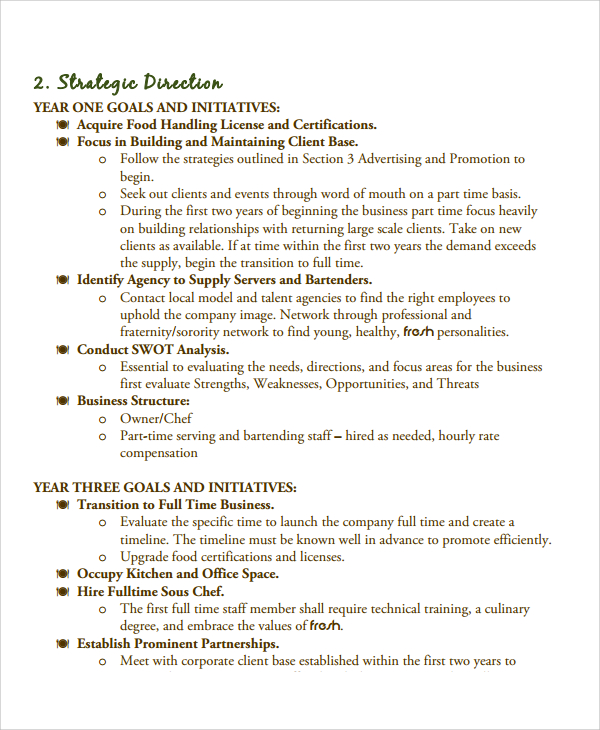 A Sample Catering Service Business Plan Template
