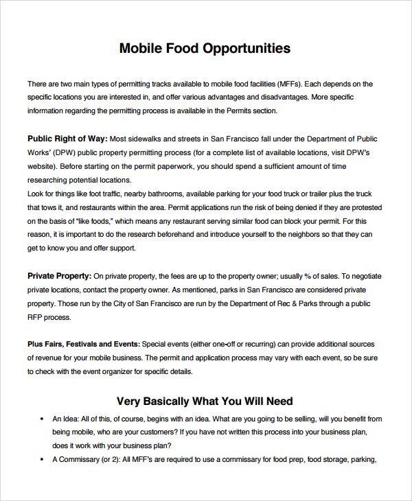 mobile catering business plan template