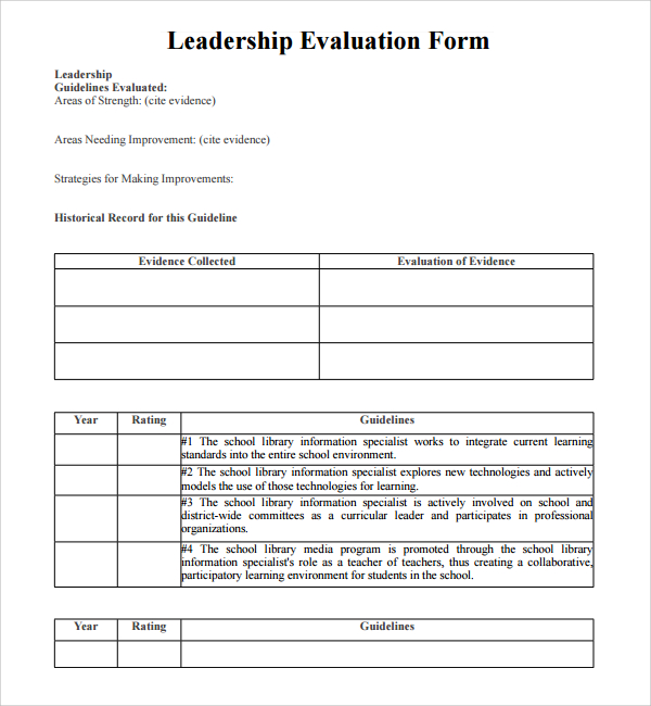 leadership evaluation form