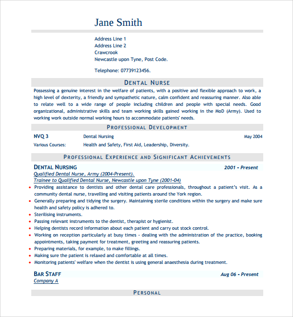 health vitae professionals template curriculum Templates  9   CV Nurse Templates Sample