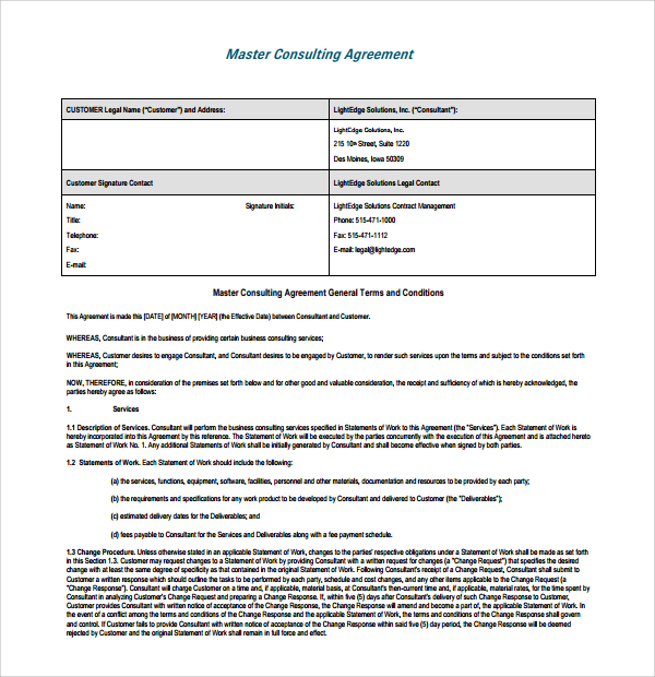 master business consulting agreement
