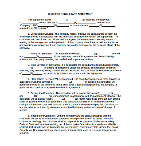 business consulting service agreement
