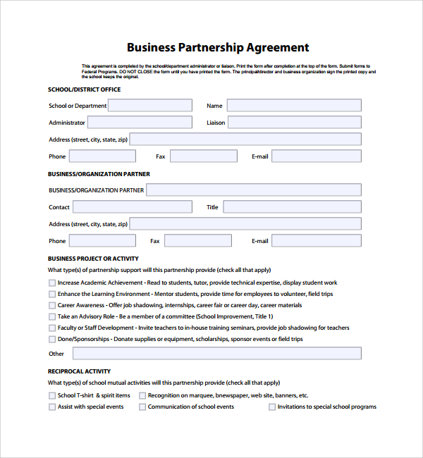 FREE 7+ Sample Business Partner Agreement Templates in PDF | MS Word