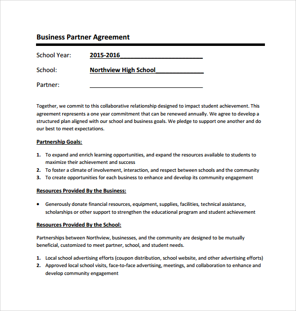 example of business partner agreement﻿
