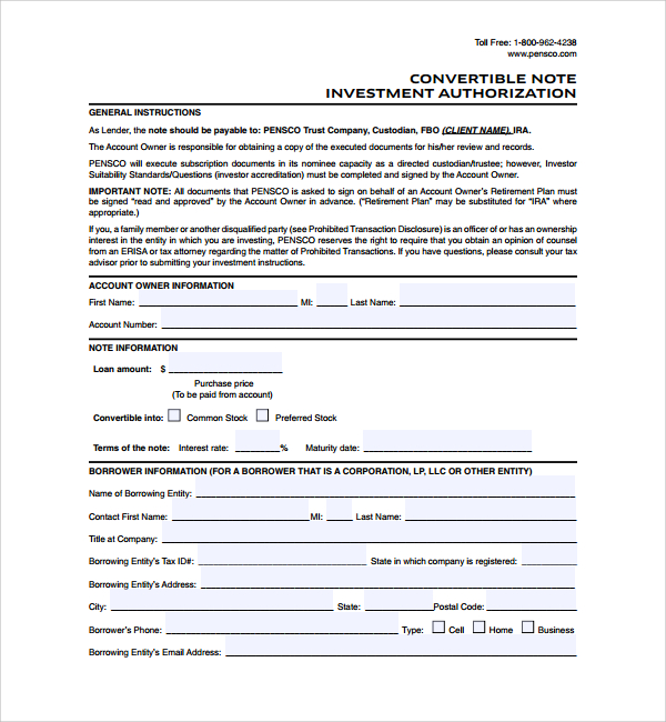 free convertible note agreement 