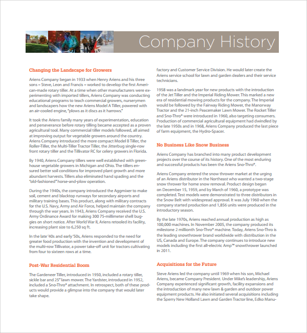 FREE 7+ Sample Company History Templates in PDF | MS Word | PPT