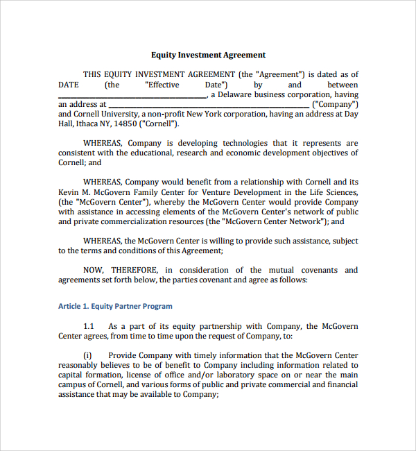 FREE 14 Sample Business Investment Agreement Templates In PDF MS 