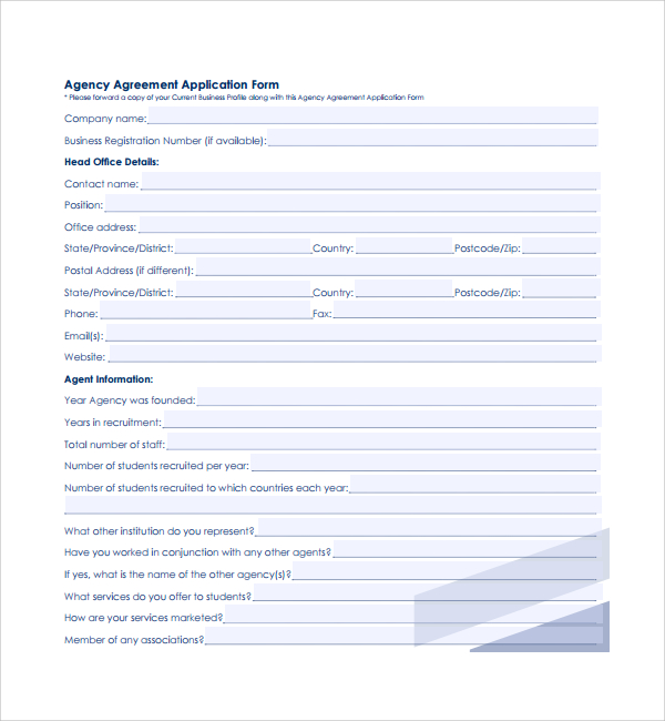 business agency agreement form